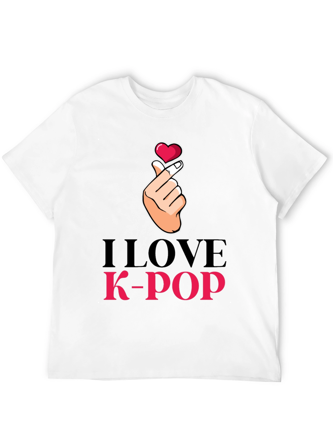 I Love K-Pop Heart Hand Sign Black T-Shirt