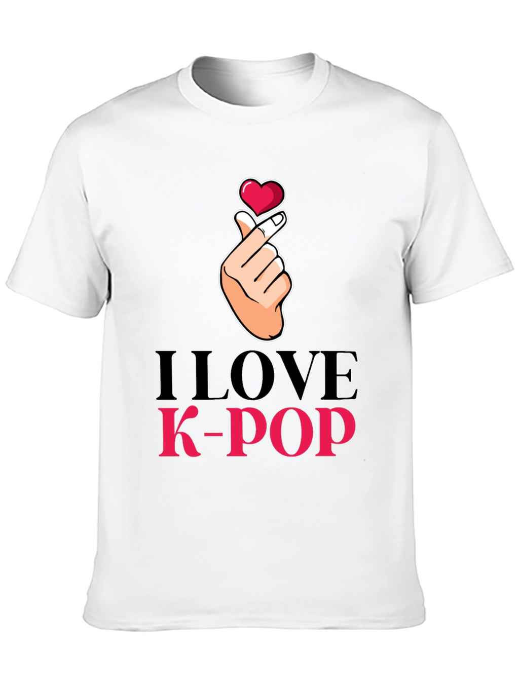 I Love K-Pop Heart Hand Sign Black T-Shirt