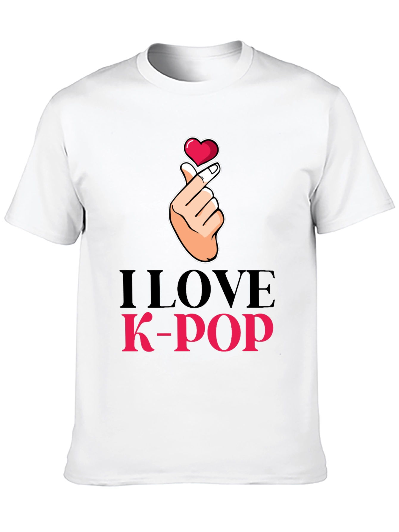 I Love K-Pop Heart Hand Sign Black T-Shirt