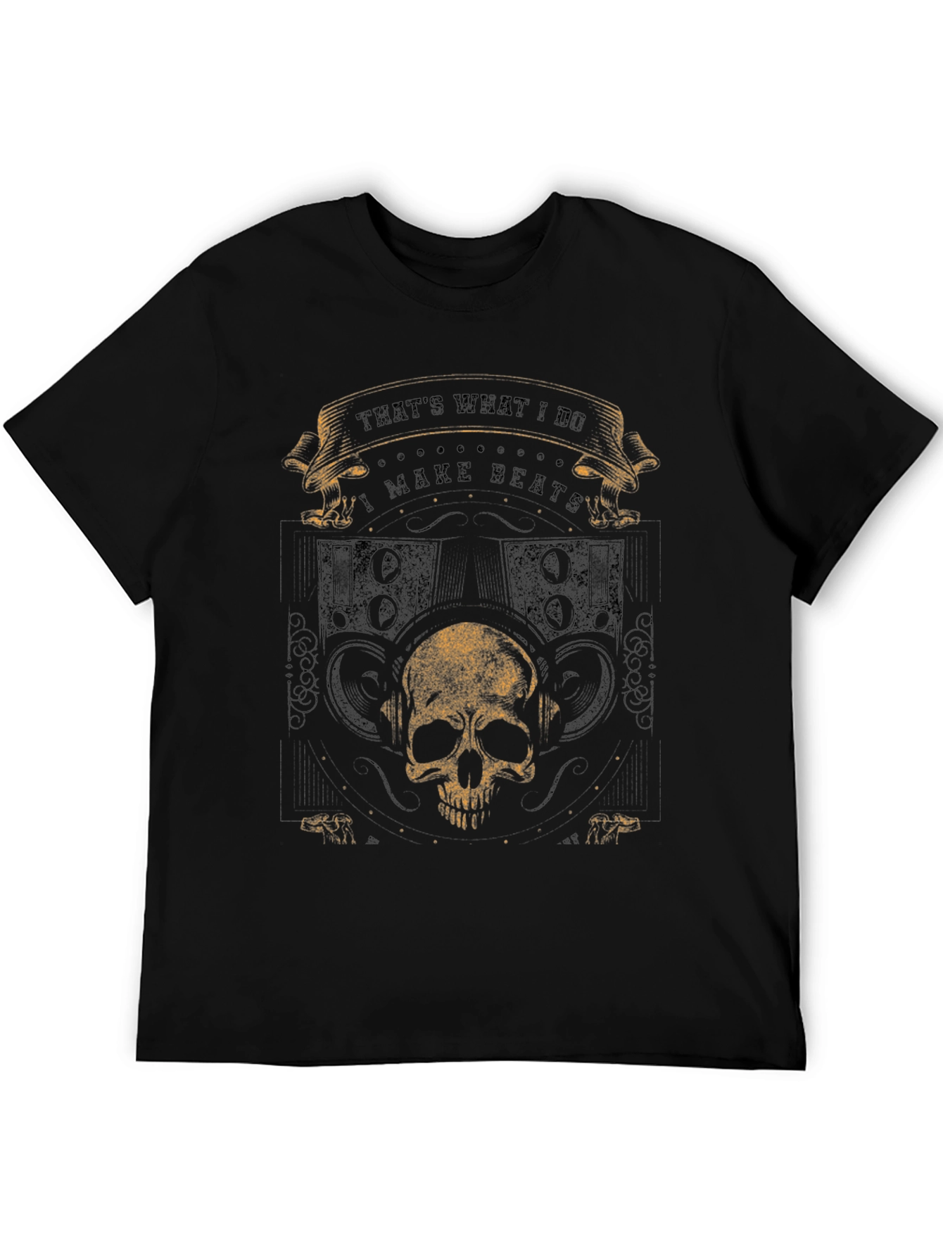 I Make Beats Skull Graphic Tee - Black Cotton T-Shirt