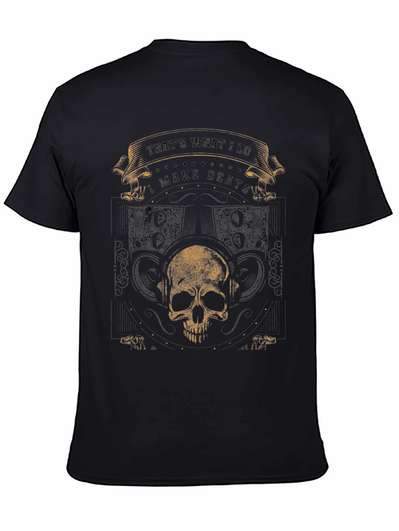 I Make Beats Skull Graphic Tee - Black Cotton T-Shirt