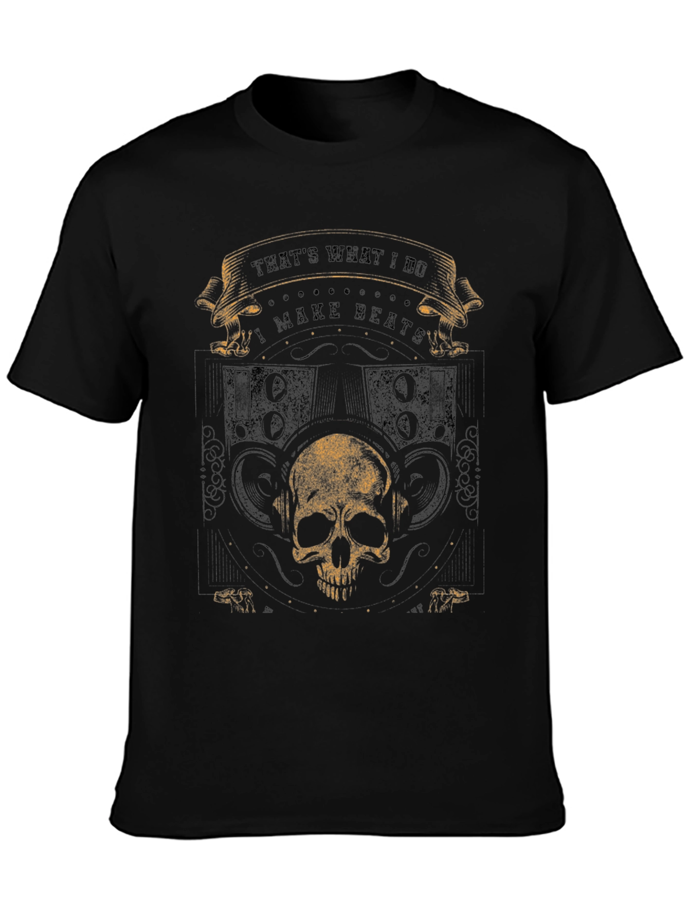 I Make Beats Skull Graphic Tee - Black Cotton T-Shirt