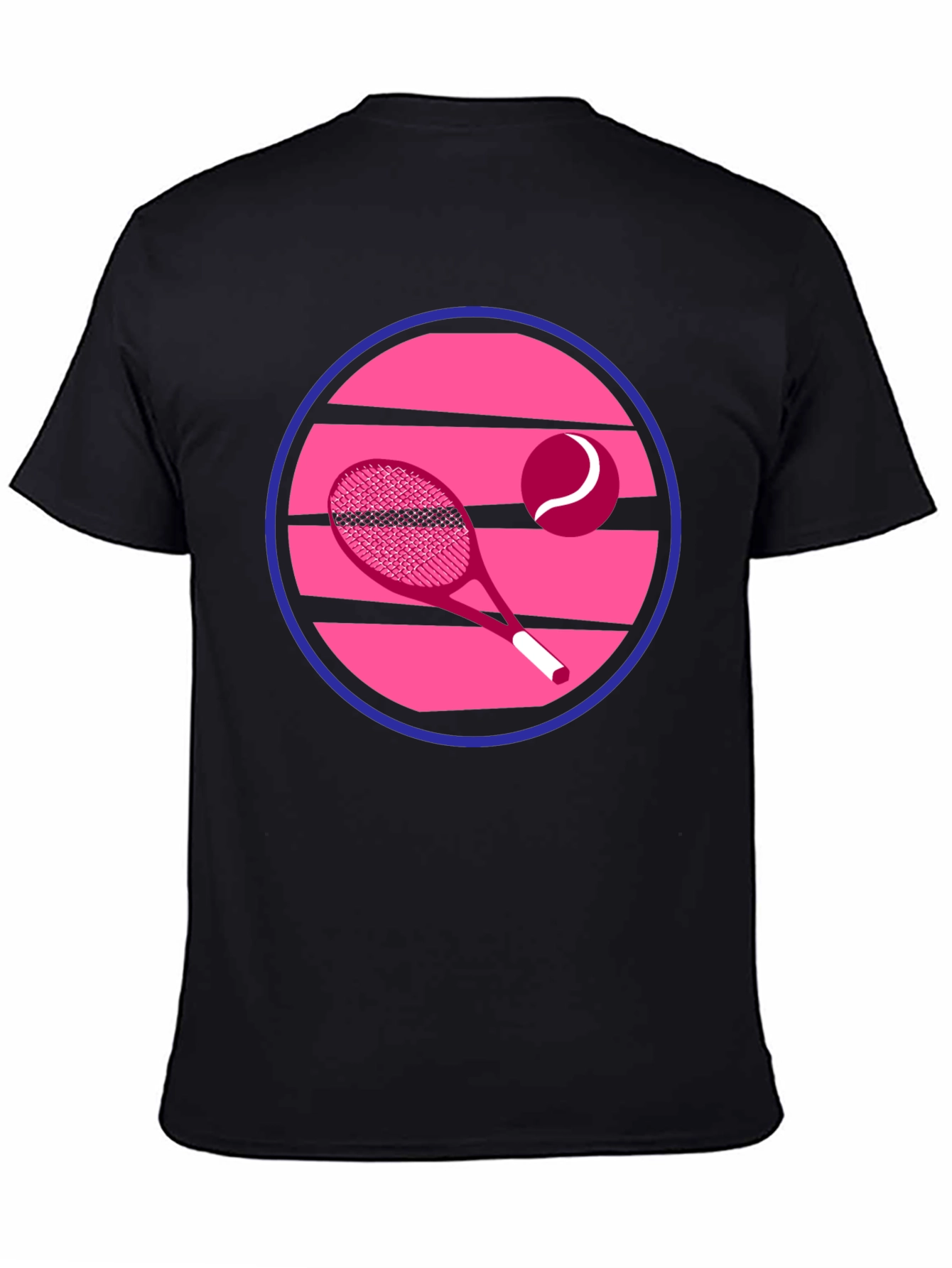 Retro Tennis Graphic T-Shirt - Pink & Blue Design