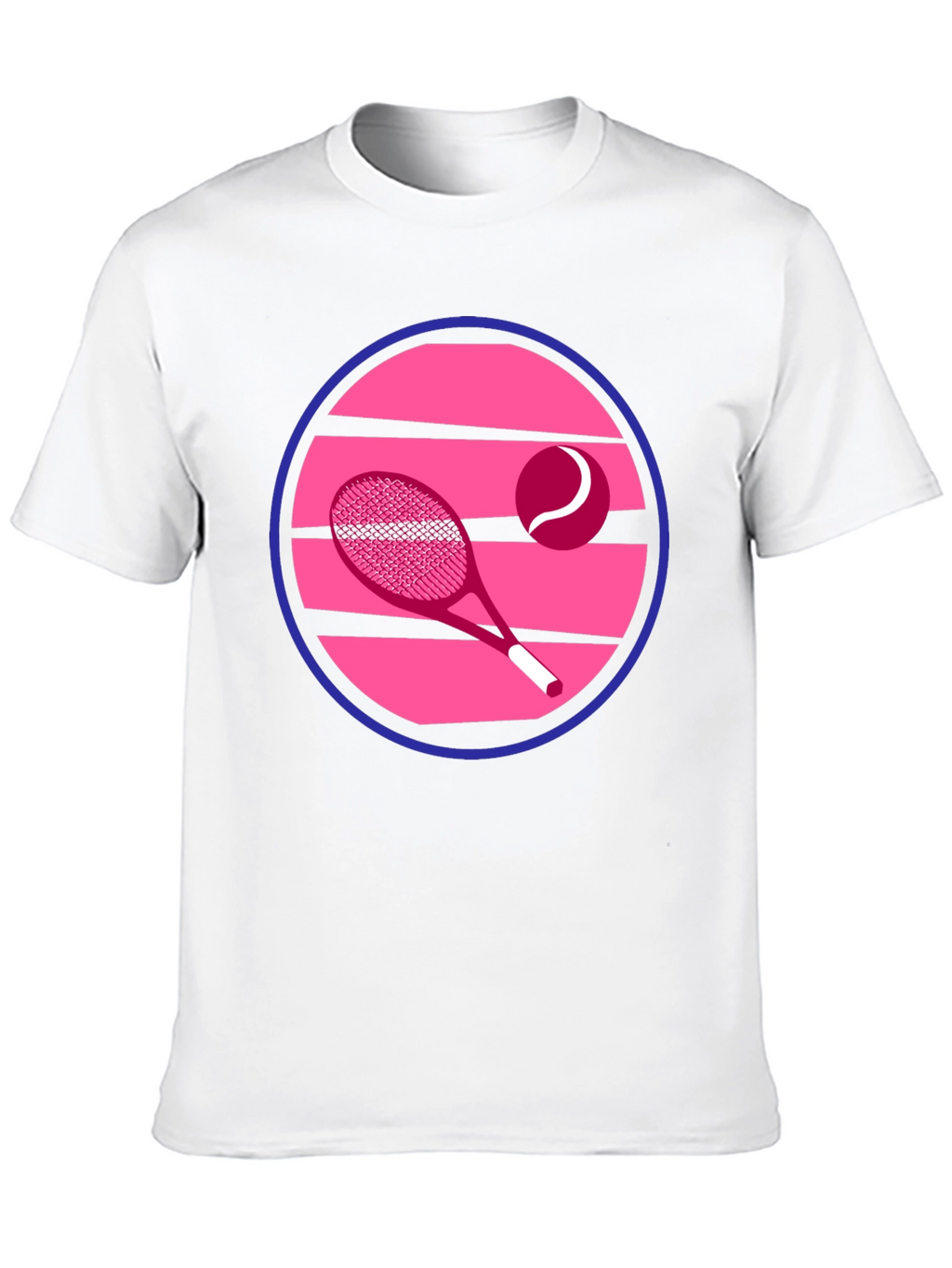 Retro Tennis Graphic T-Shirt - Pink & Blue Design