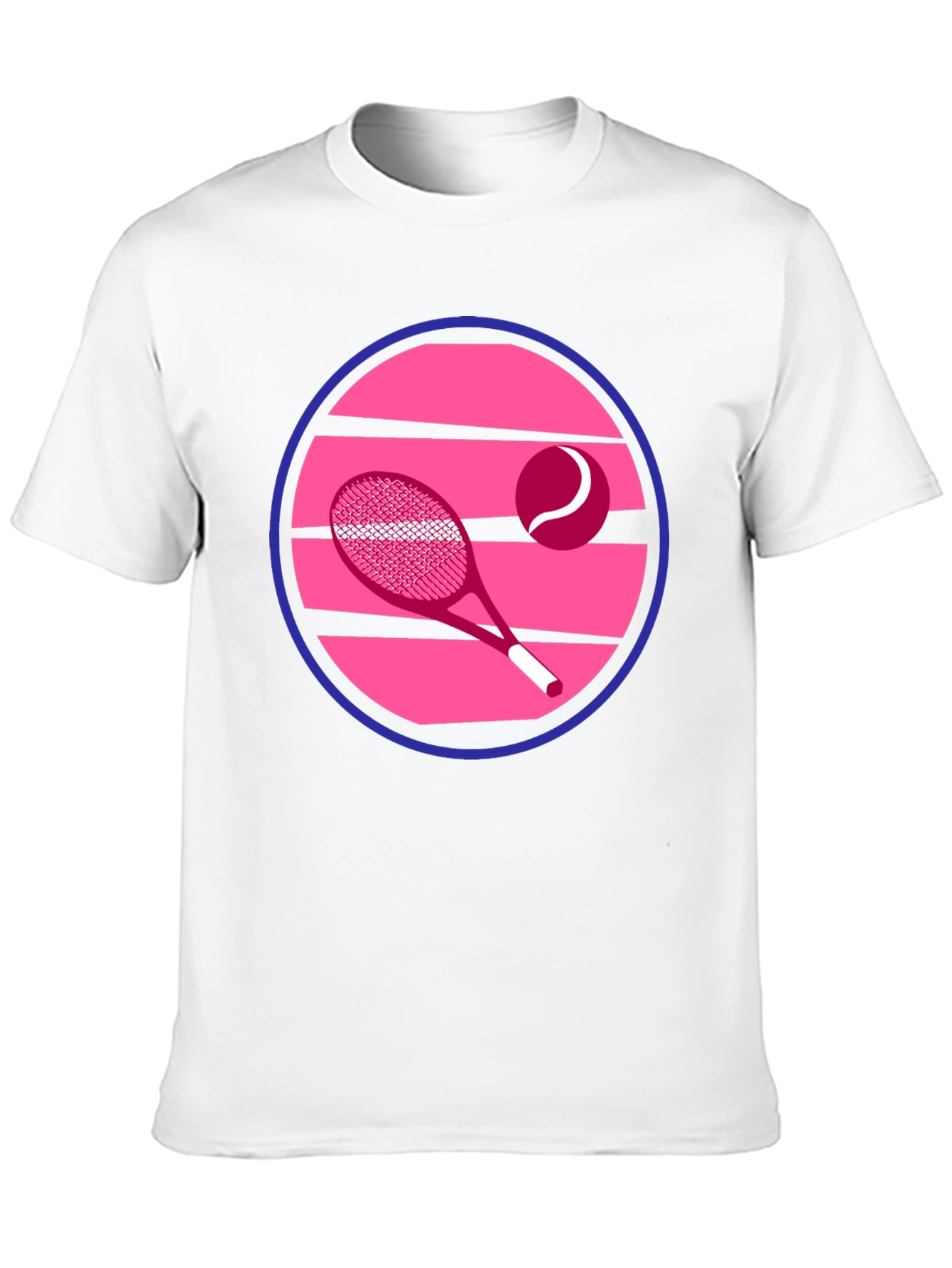 Retro Tennis Graphic T-Shirt - Pink & Blue Design