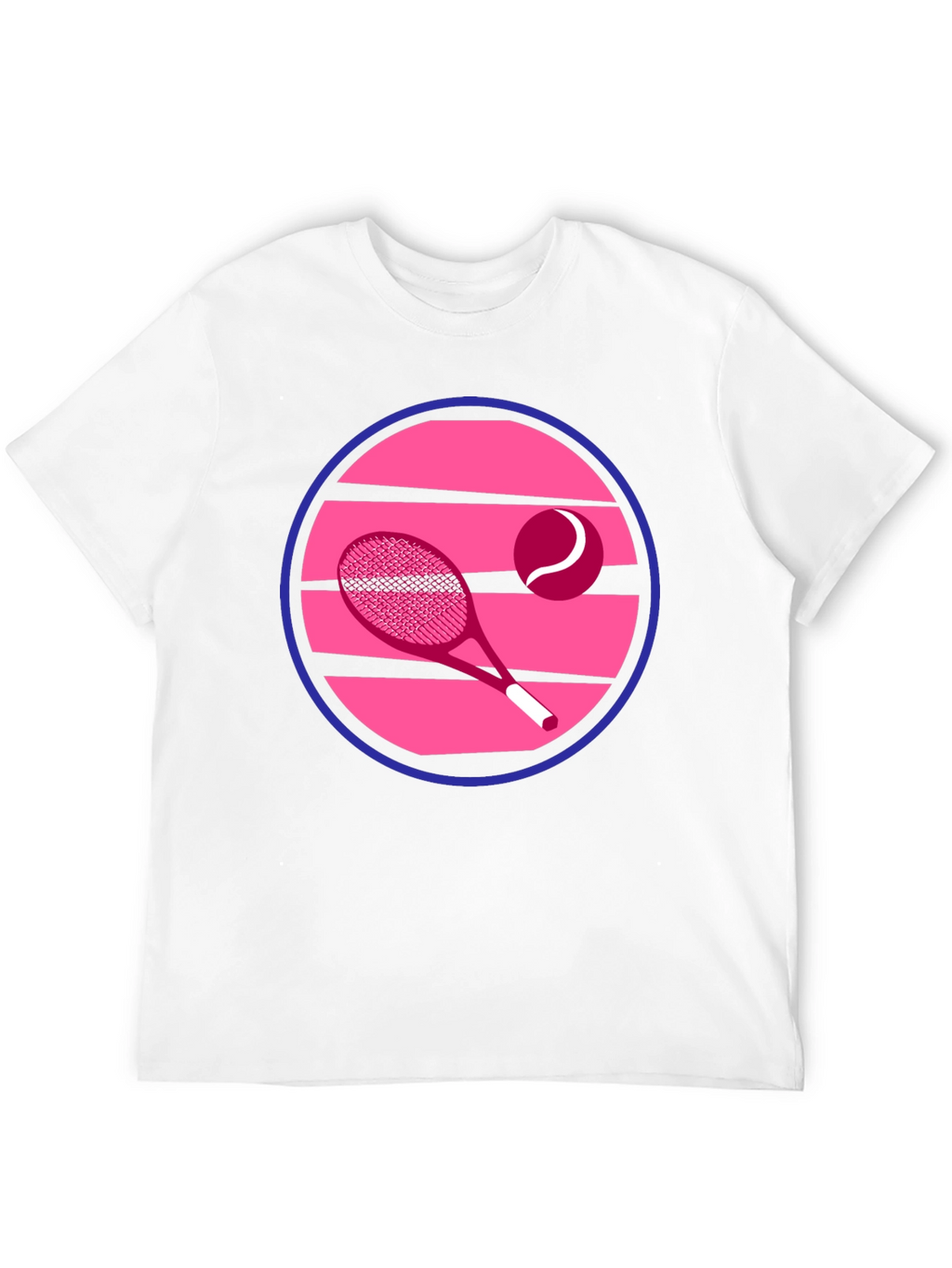 Retro Tennis Graphic T-Shirt - Pink & Blue Design