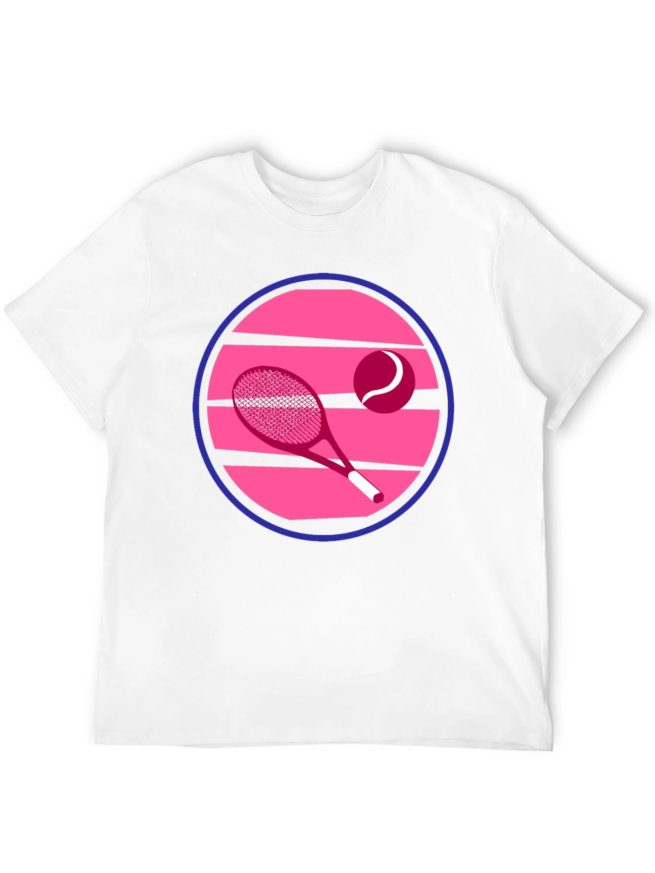 Retro Tennis Graphic T-Shirt - Pink & Blue Design