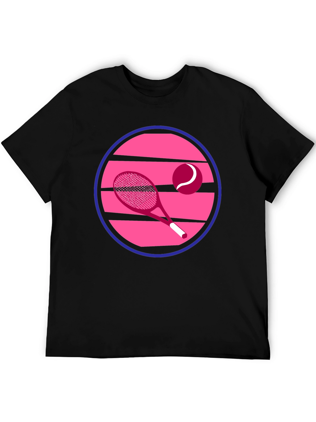 Retro Tennis Graphic T-Shirt - Pink & Blue Design