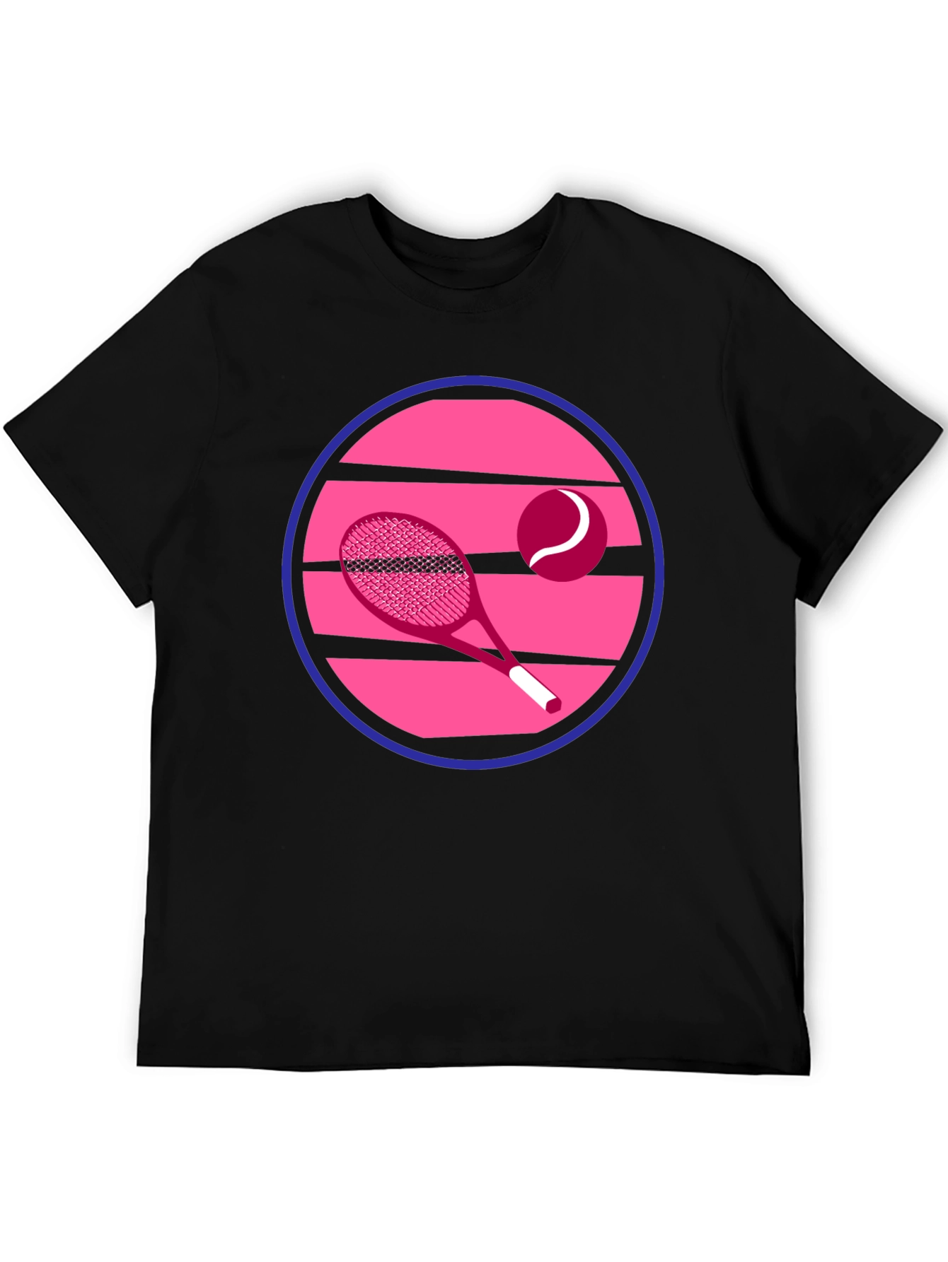 Retro Tennis Graphic T-Shirt - Pink & Blue Design