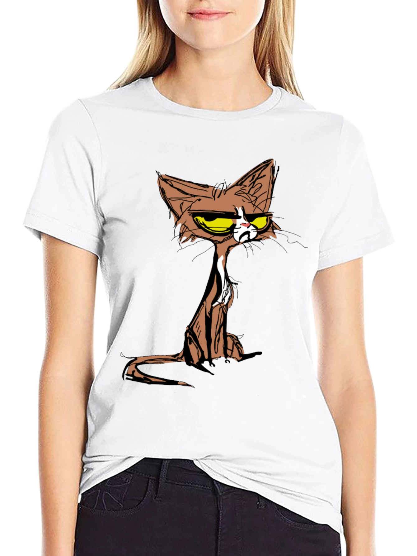 Grumpy Cat T-Shirt - Cartoon Style Tee