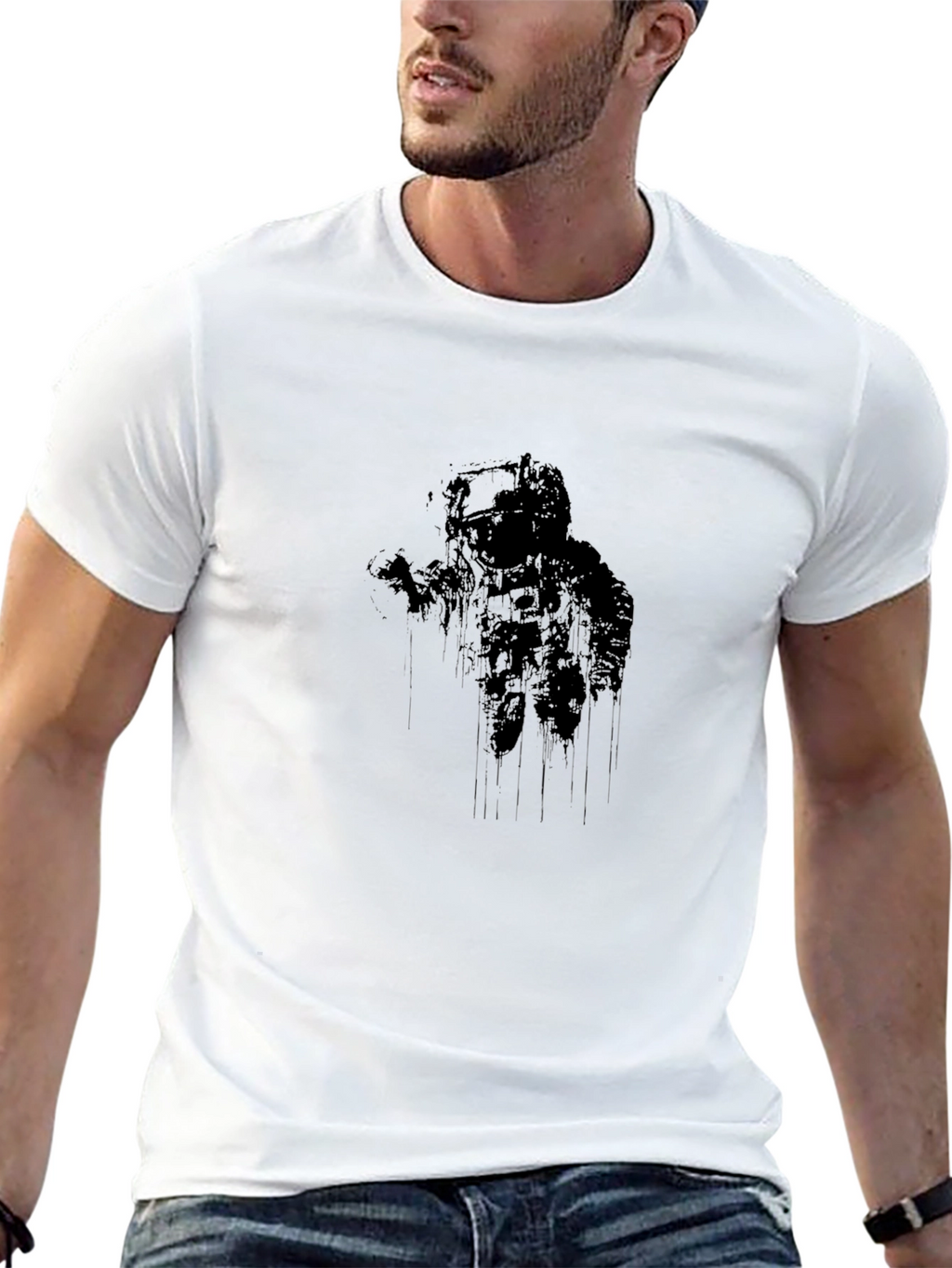 Astronaut Graphic Print Black T-Shirt