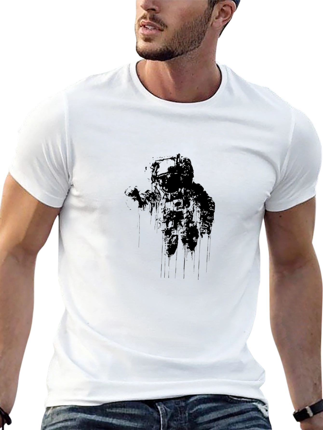Astronaut Graphic Print Black T-Shirt