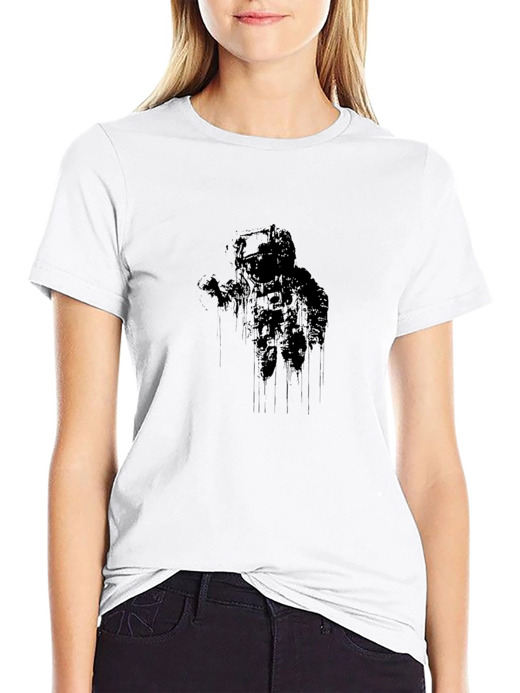 Astronaut Graphic Print Black T-Shirt