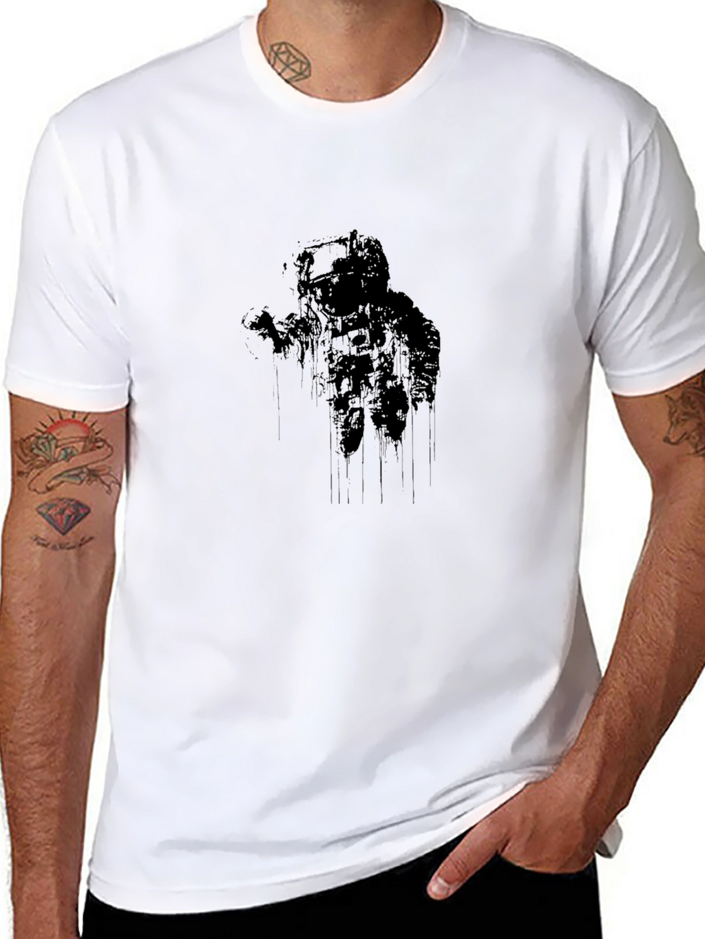 Astronaut Graphic Print Black T-Shirt