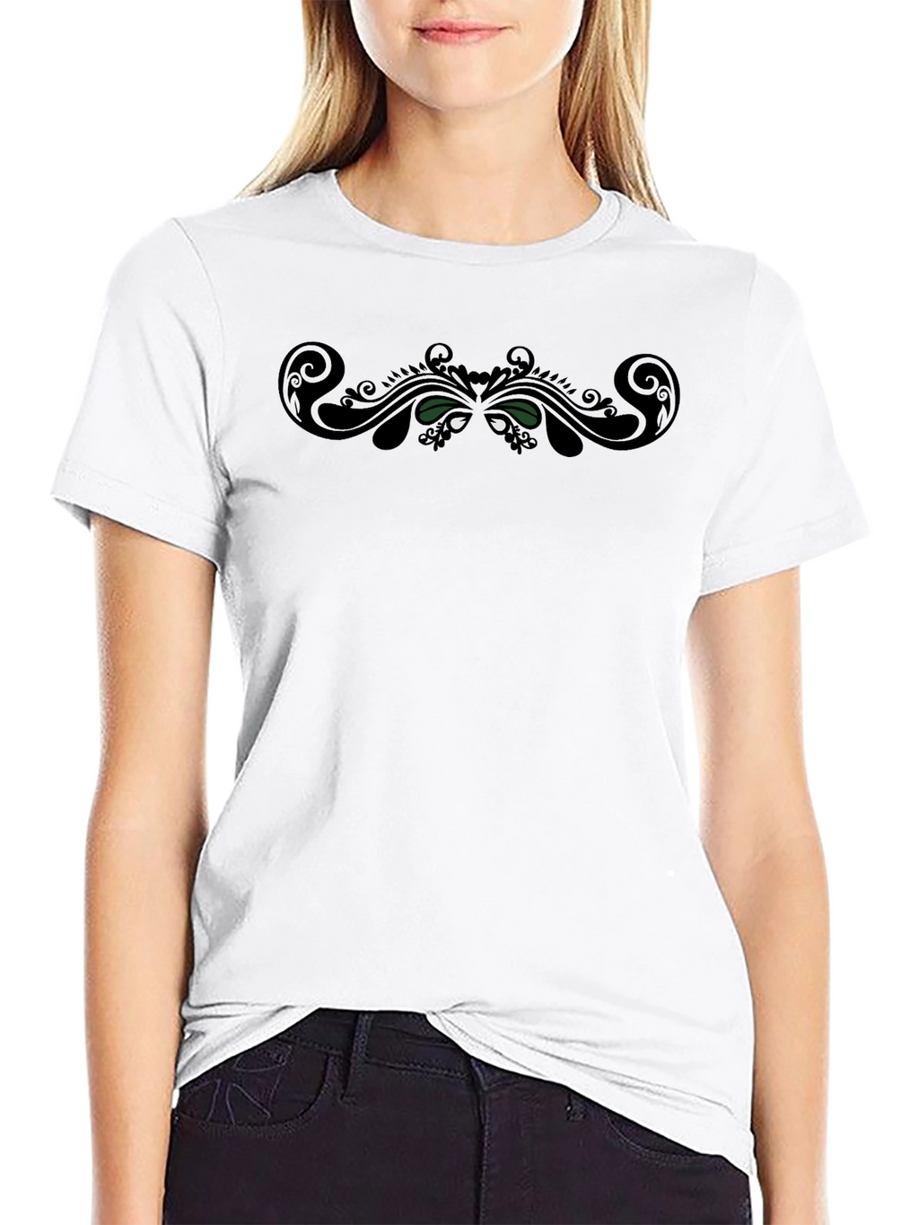 Stylish Black Tee with Ornamental Design