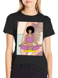 Meditating Woman Graphic Tee - Relaxed Fit