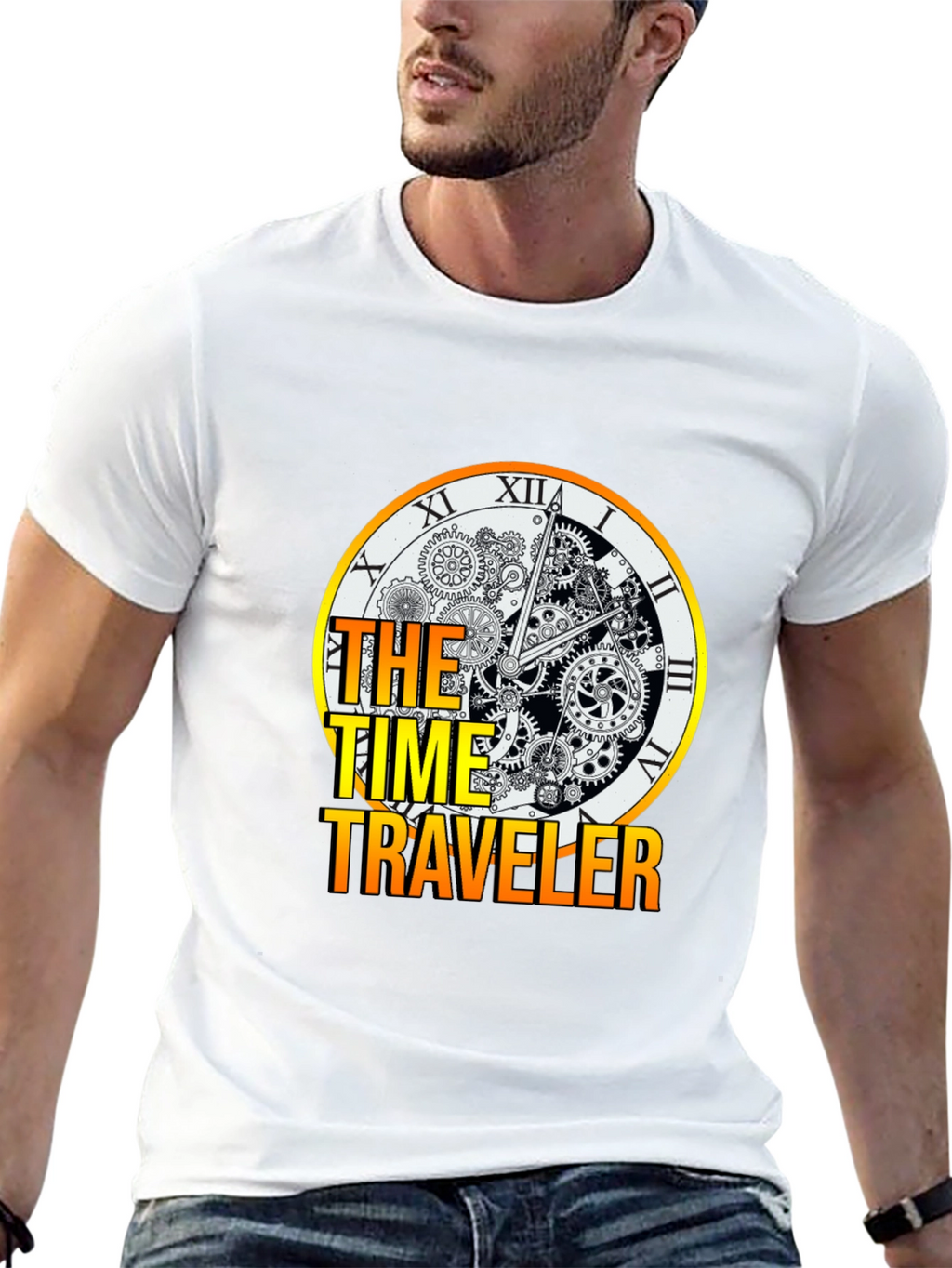 Time Traveler Graphic Tee - Steampunk Clock Design