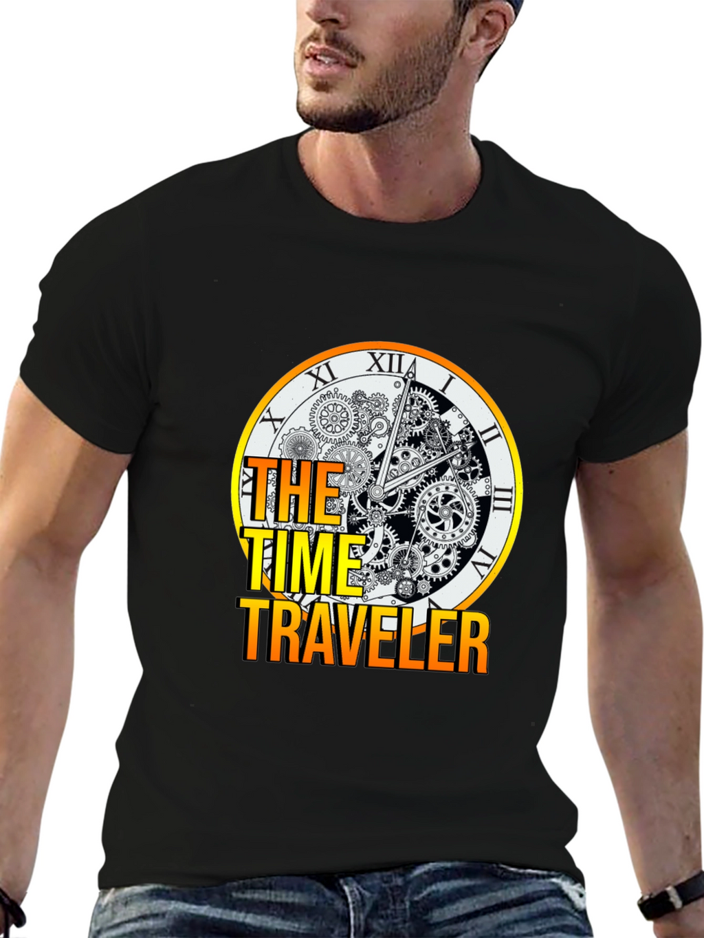 Time Traveler Graphic Tee - Steampunk Clock Design