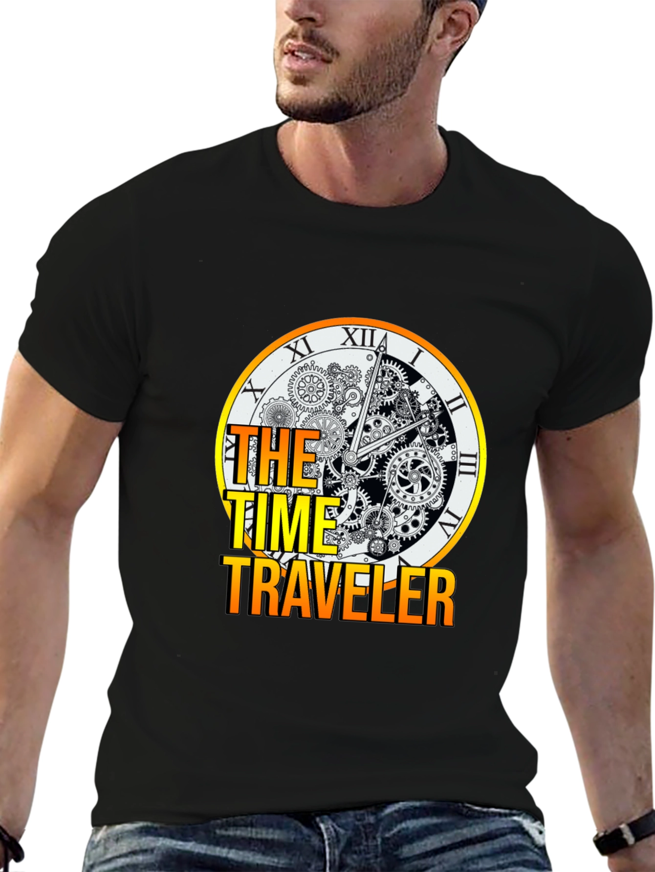 Time Traveler Graphic Tee - Steampunk Clock Design