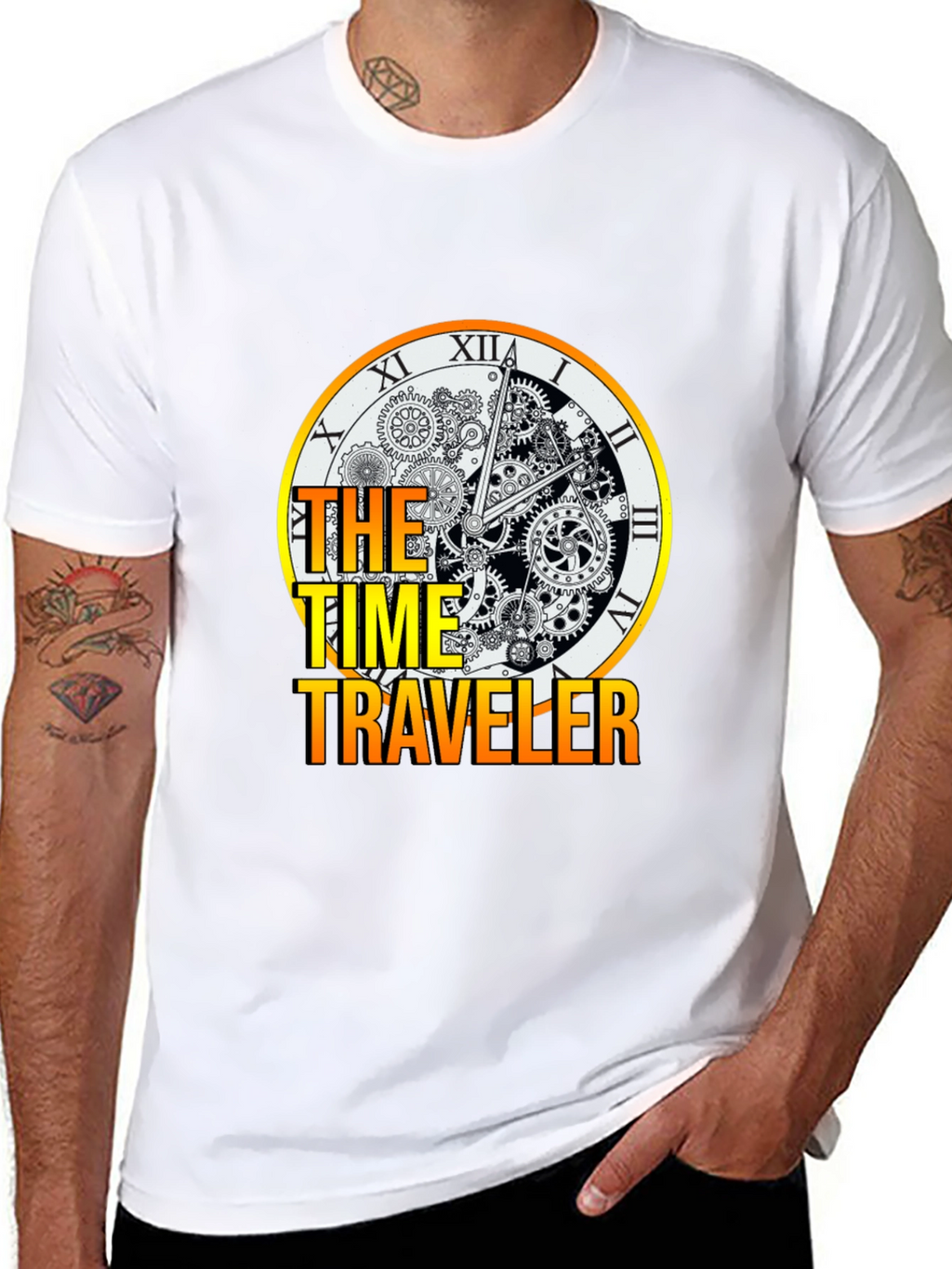 Time Traveler Graphic Tee - Steampunk Clock Design