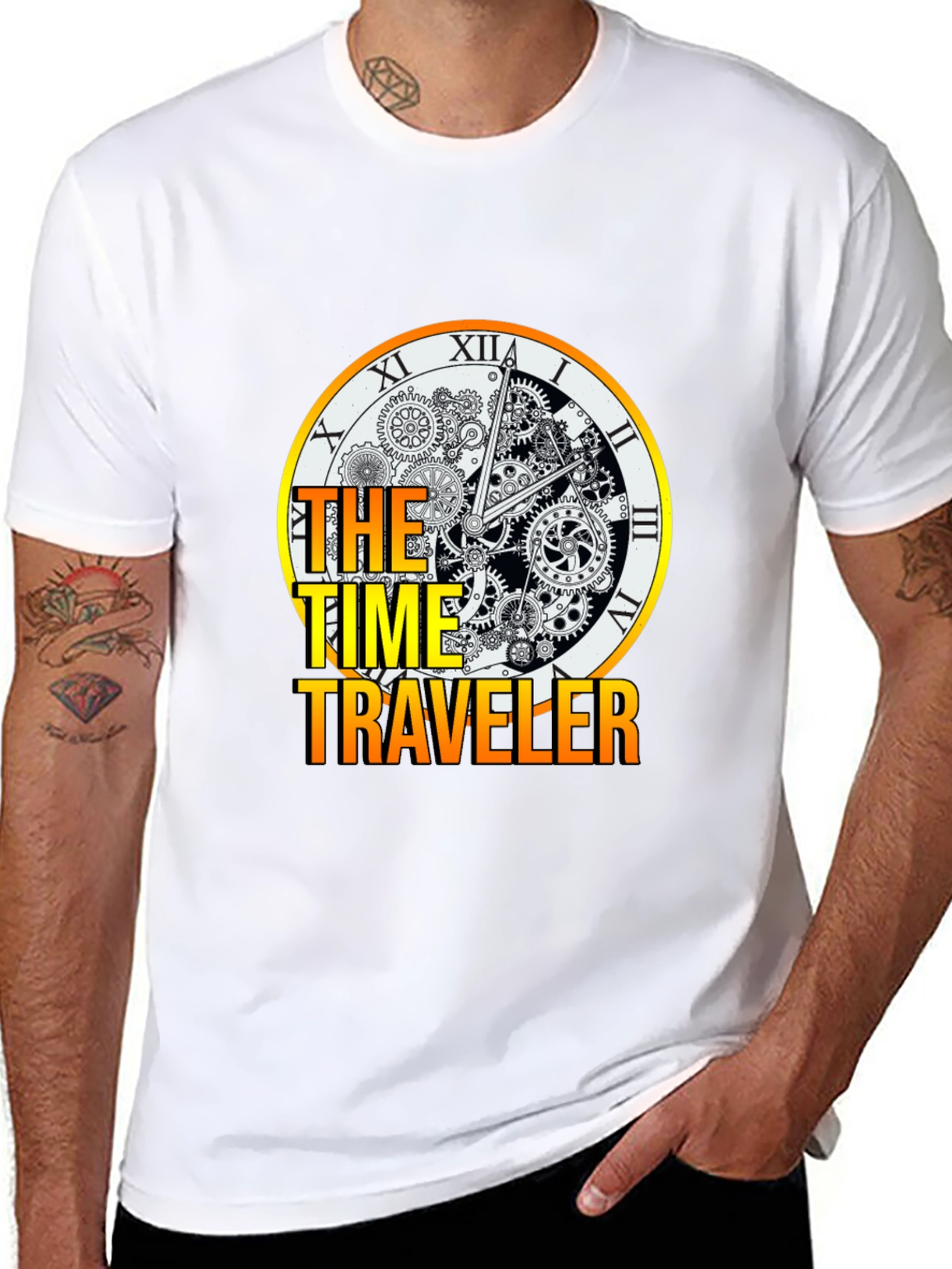 Time Traveler Graphic Tee - Steampunk Clock Design