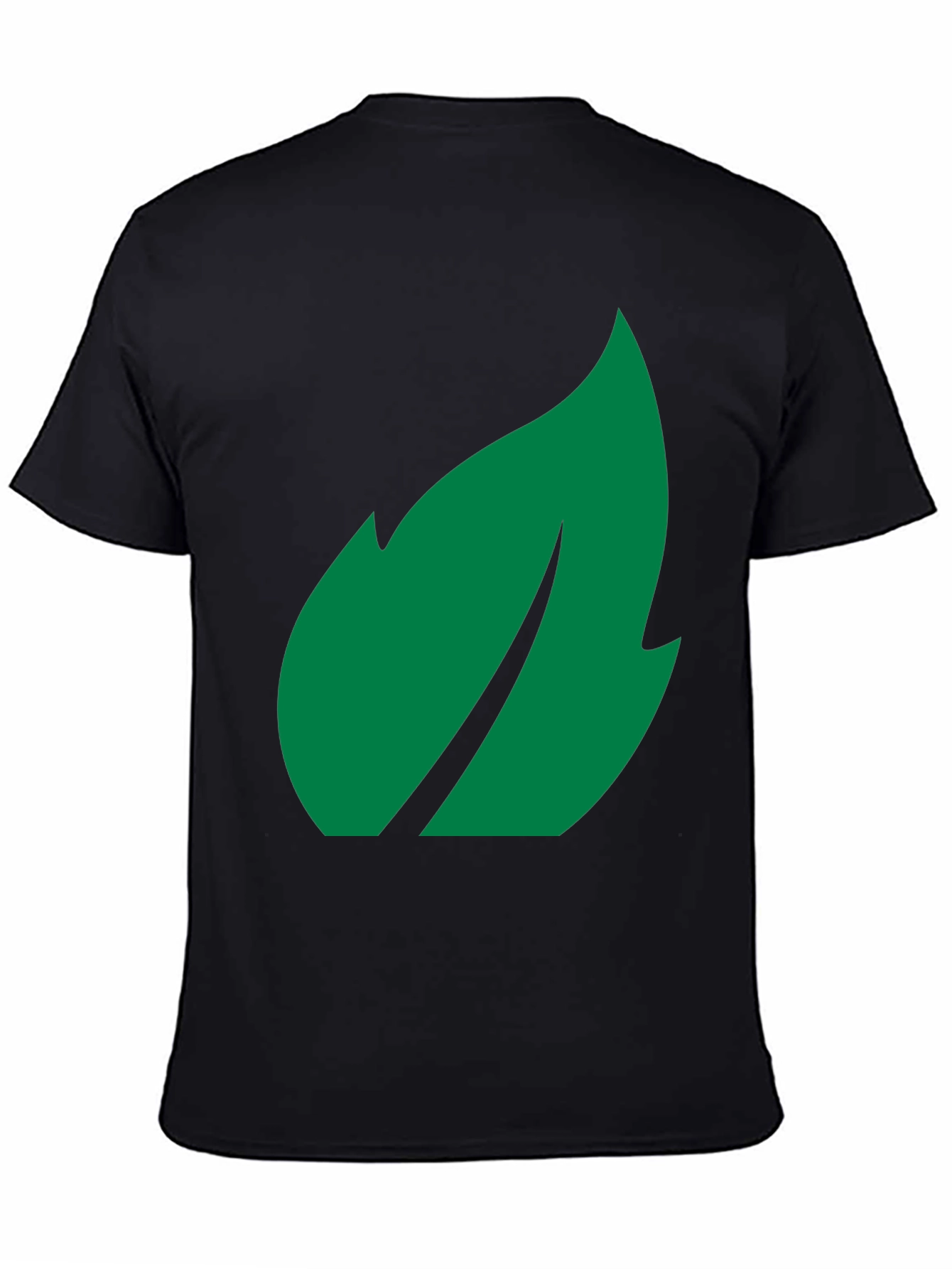 Green Leaf Graphic Black T-Shirt