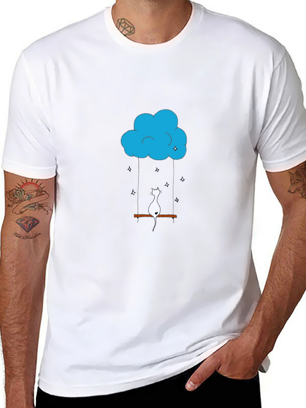 Cloud Cat Swing Black T-Shirt