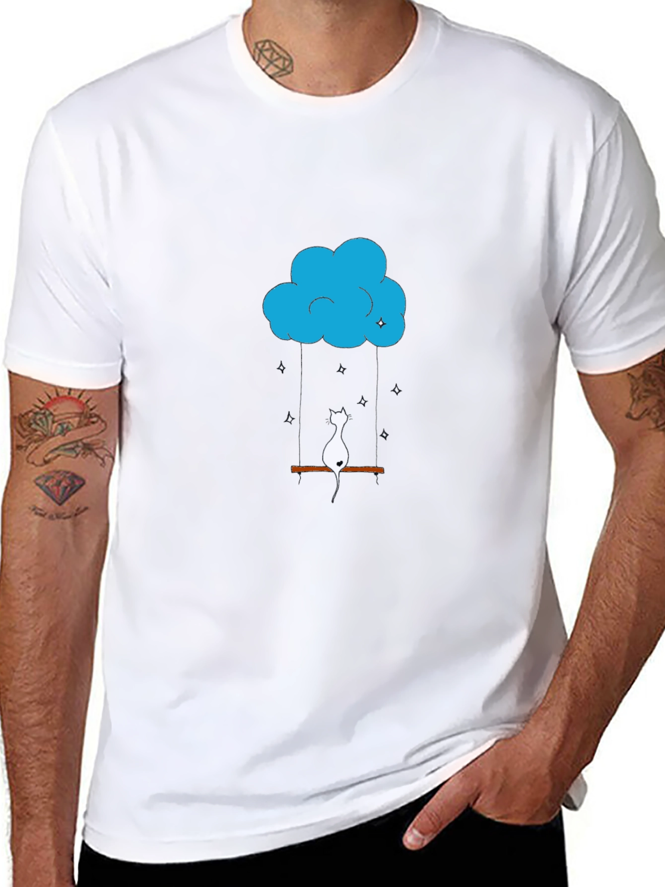 Cloud Cat Swing Black T-Shirt
