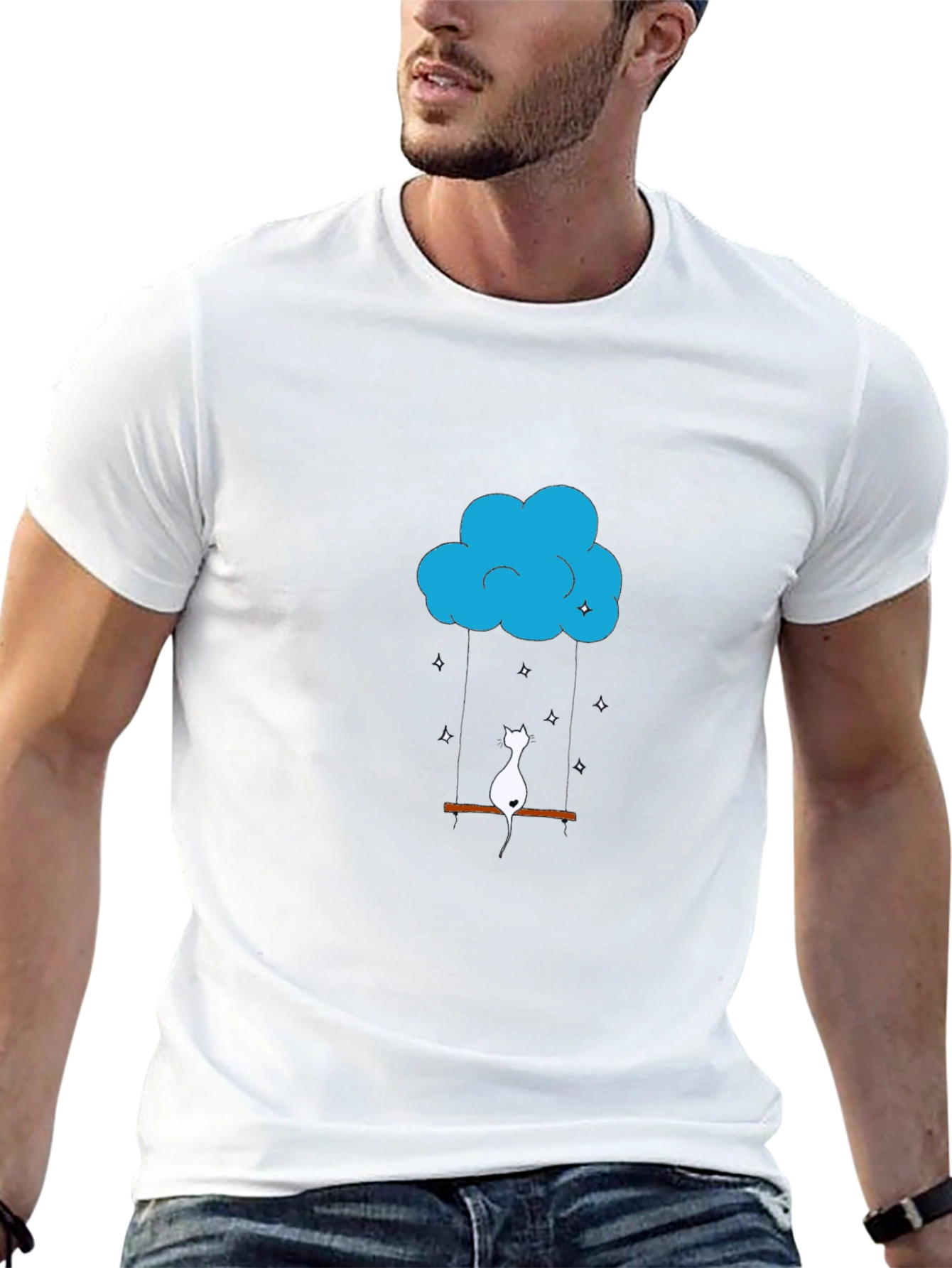 Cloud Cat Swing Black T-Shirt