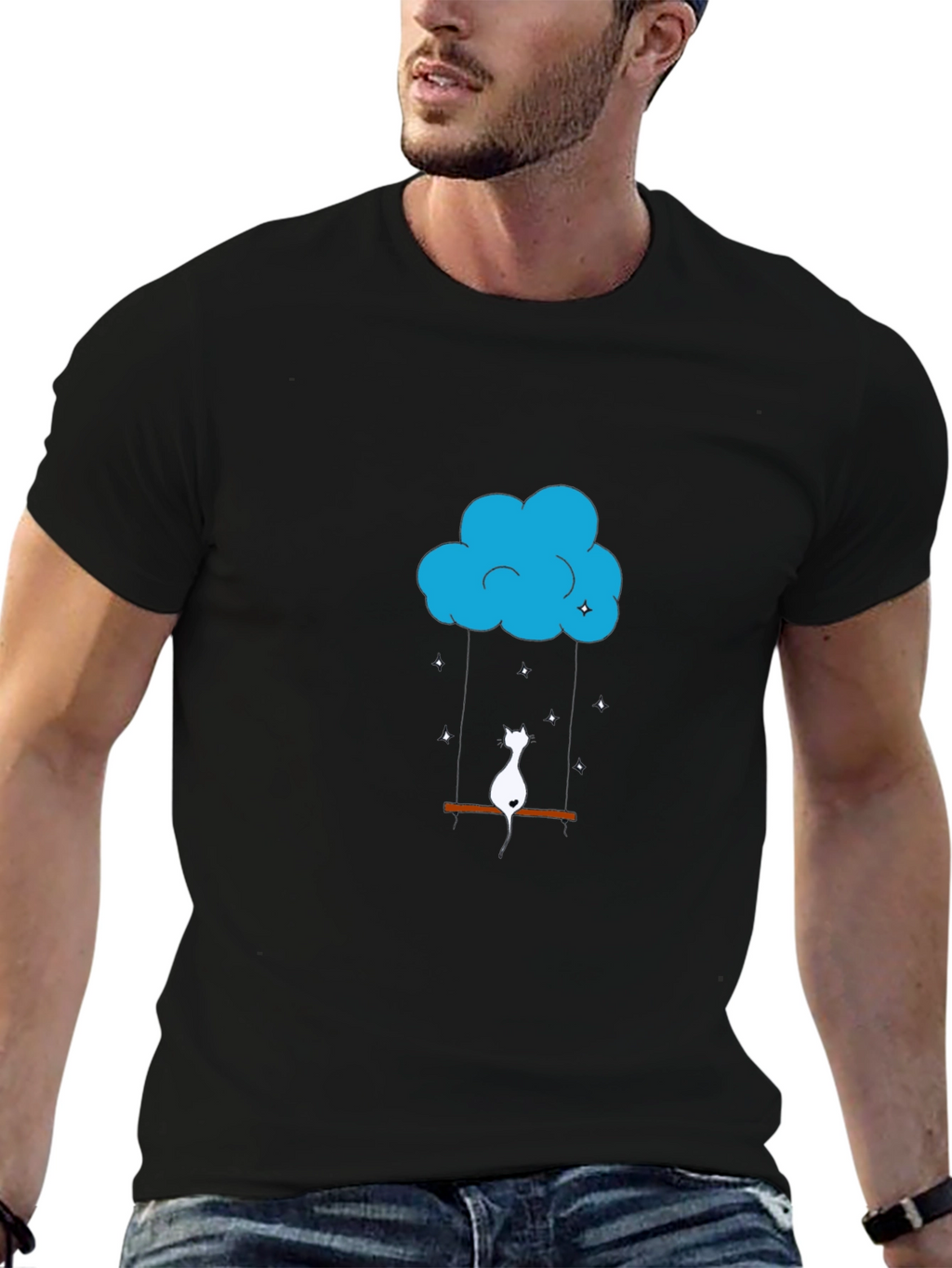 Cloud Cat Swing Black T-Shirt