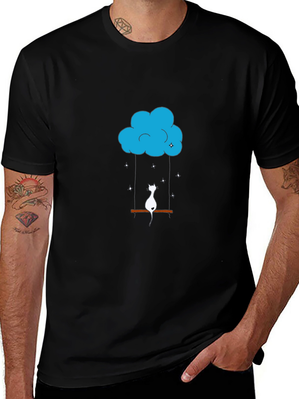Cloud Cat Swing Black T-Shirt