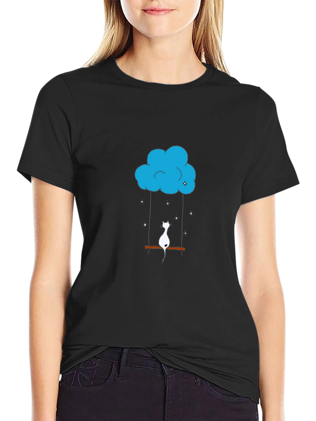 Cloud Cat Swing Black T-Shirt