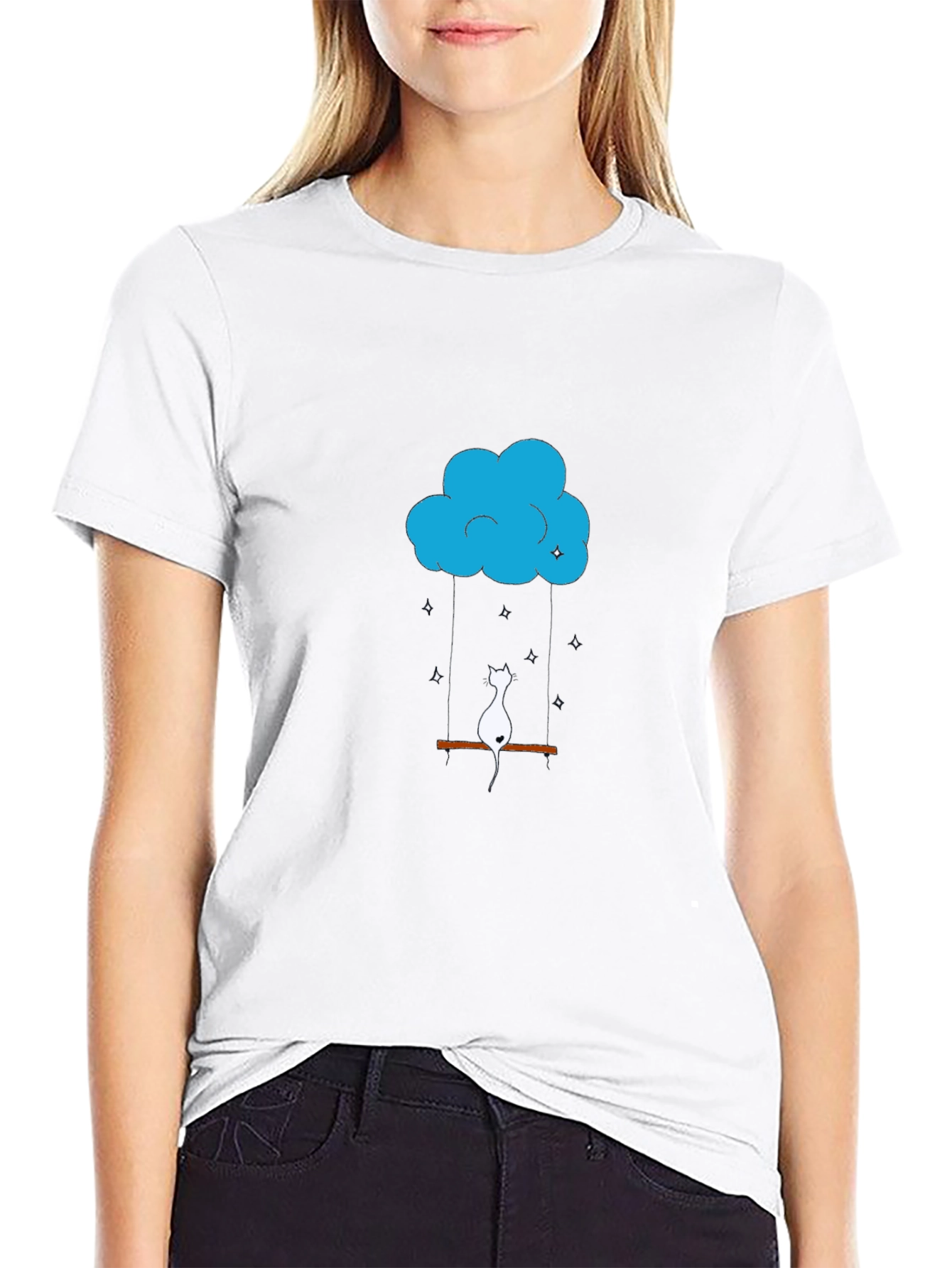 Cloud Cat Swing Black T-Shirt