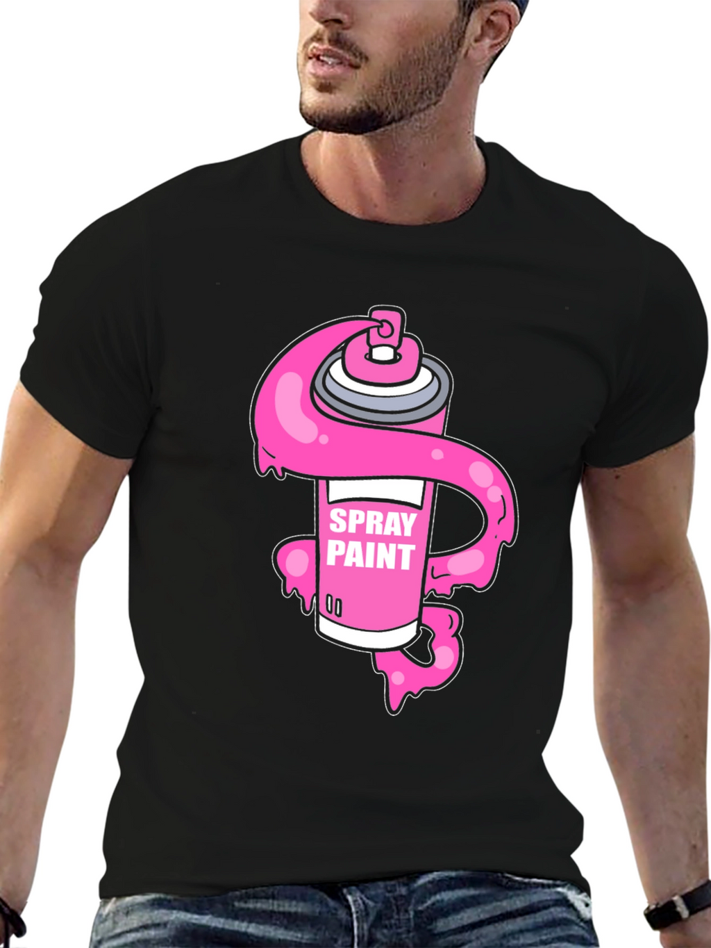 Spray Paint Graphic Black T-Shirt