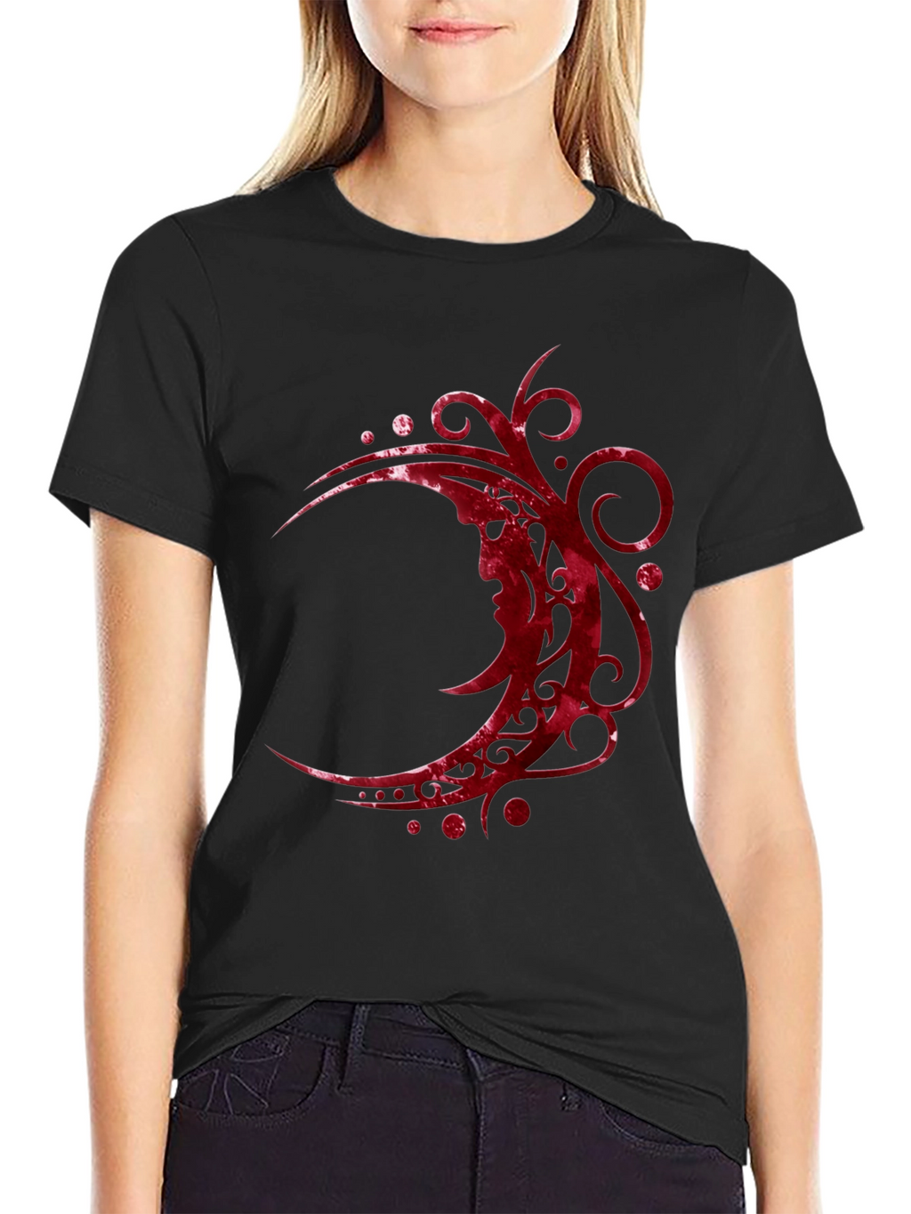 Tribal Moon Graphic Tee - Stylish Mens Black T-Shirt