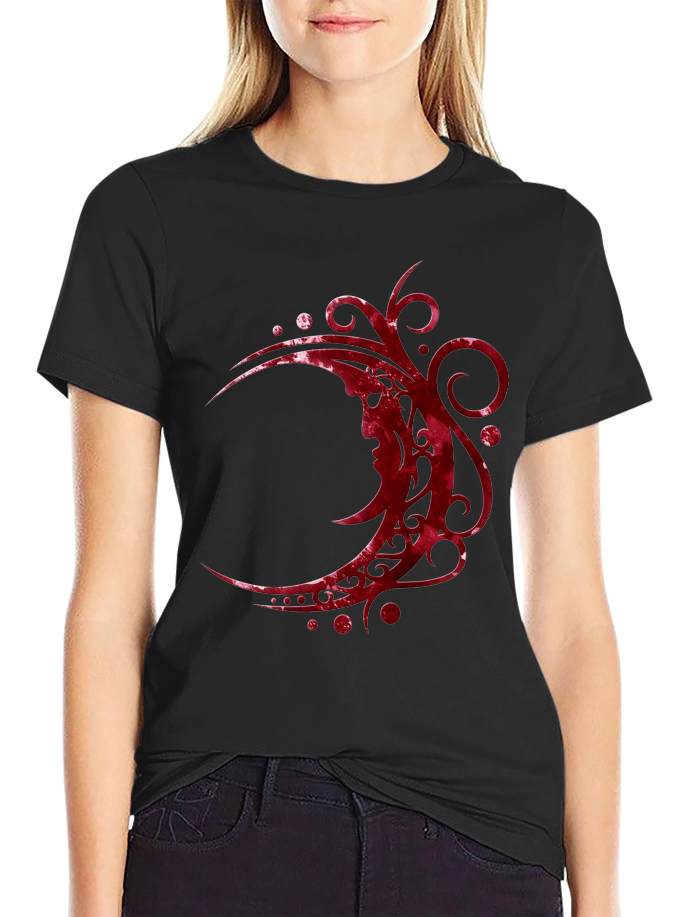 Tribal Moon Graphic Tee - Stylish Mens Black T-Shirt