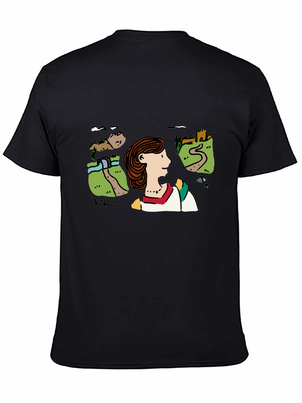Scenic Illustration Black T-Shirt