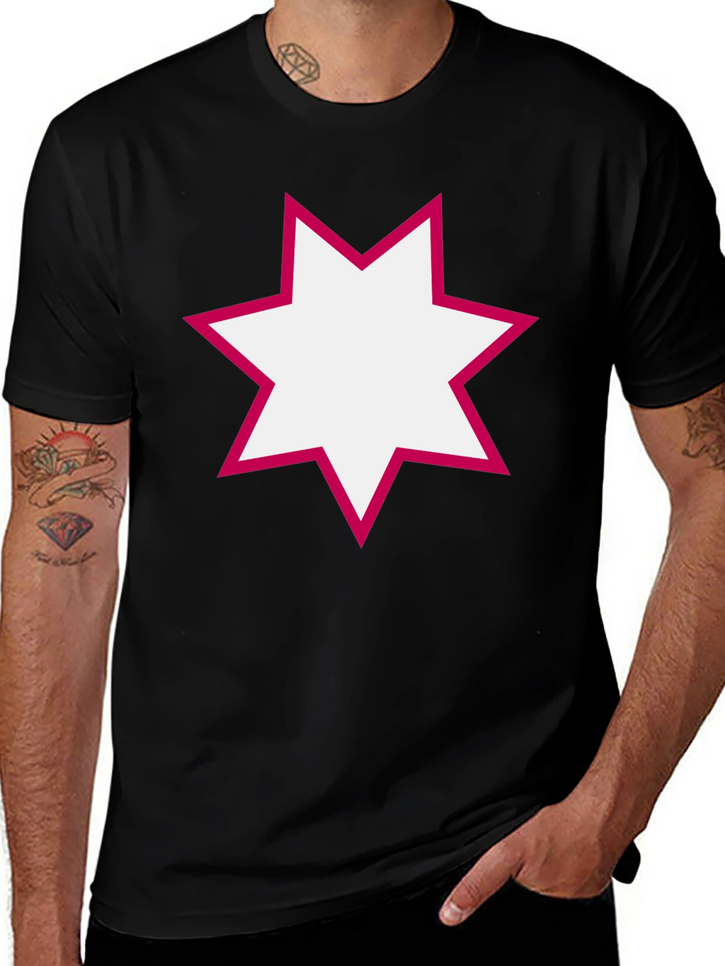 Modern Star Graphic Black T-Shirt