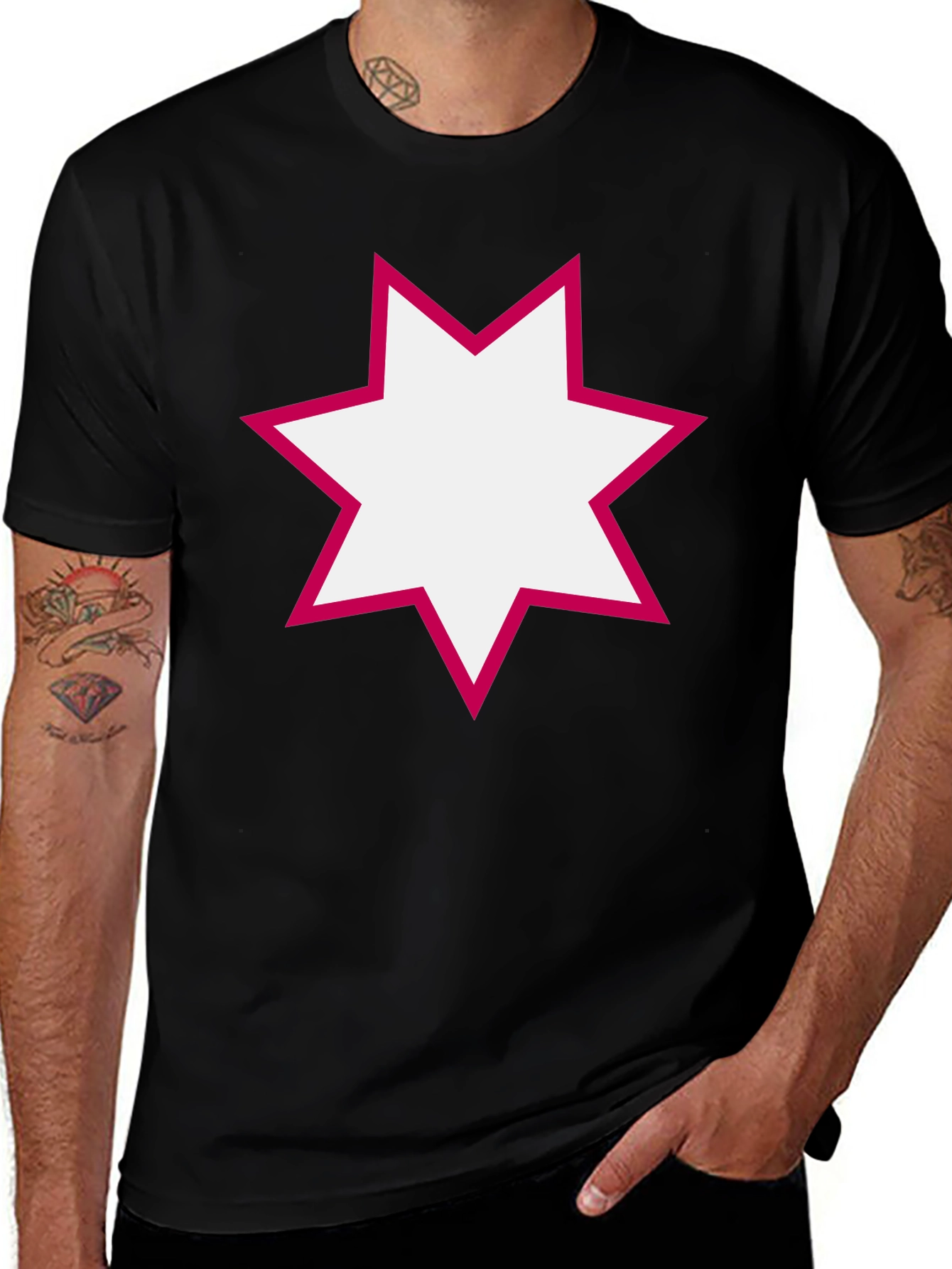 Modern Star Graphic Black T-Shirt