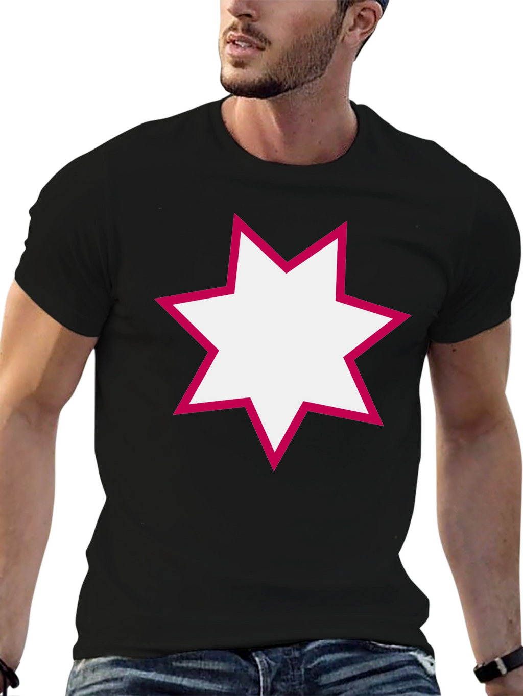 Modern Star Graphic Black T-Shirt