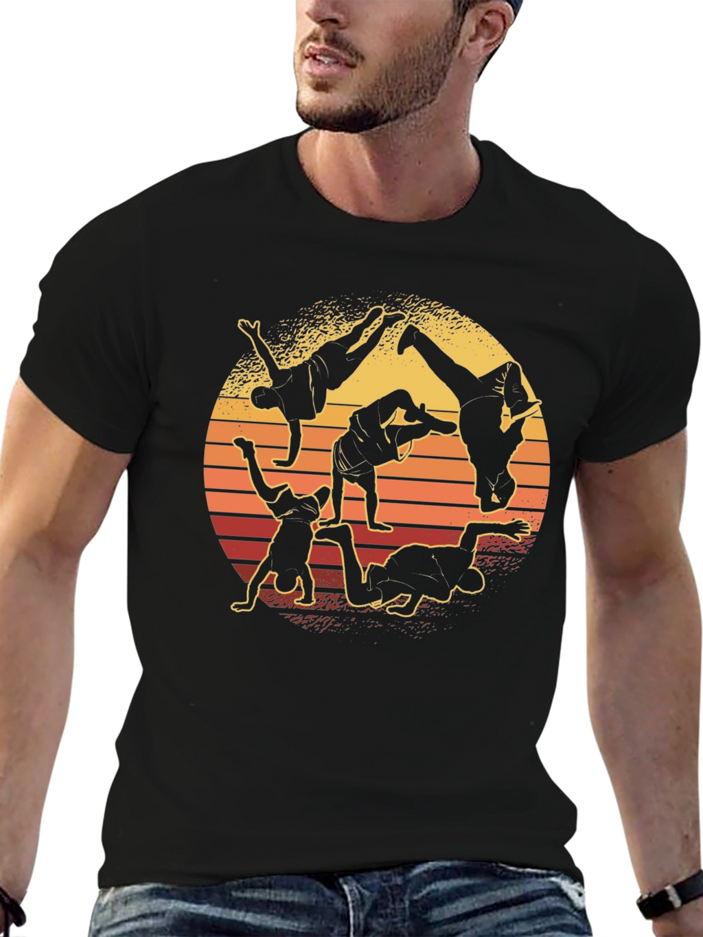 Breakdance Silhouette Graphic Tee - Retro Style