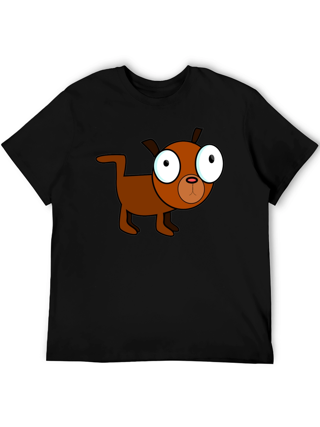 Cartoon Dog Black T-Shirt - Unique Design