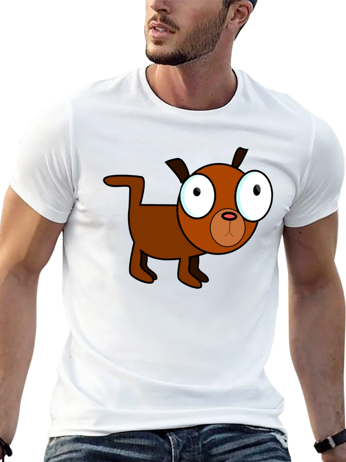 Cartoon Dog Black T-Shirt - Unique Design