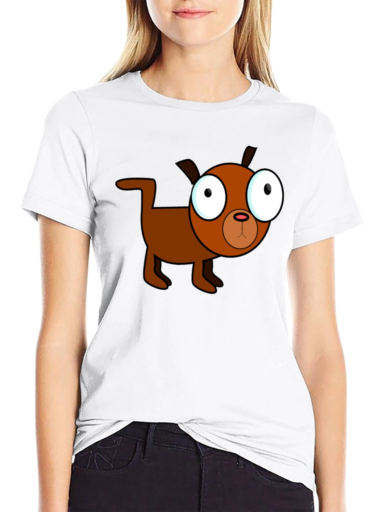 Cartoon Dog Black T-Shirt - Unique Design