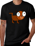 Cartoon Dog Black T-Shirt - Unique Design