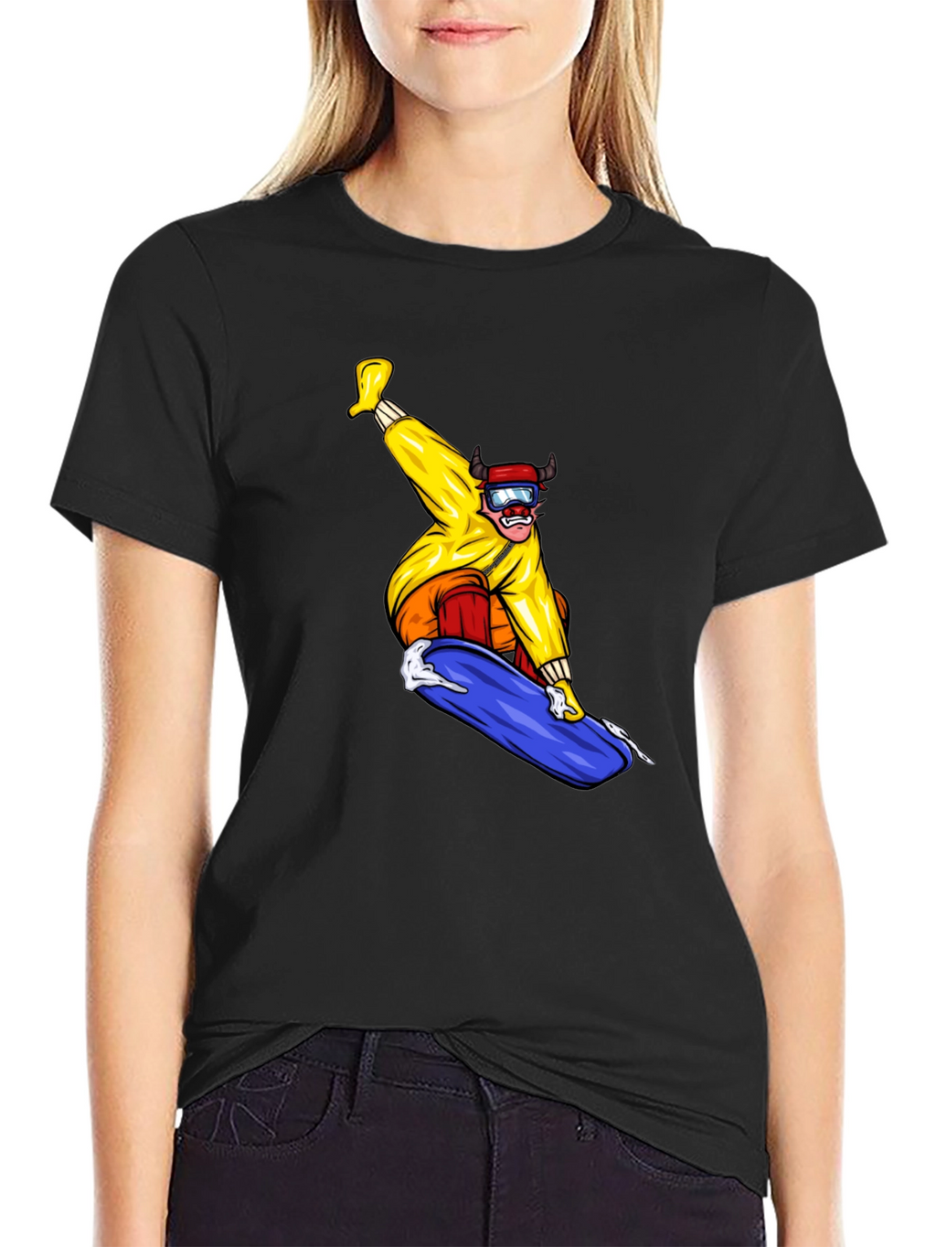 Snowboarder Graphic Tee - Black Casual T-Shirt