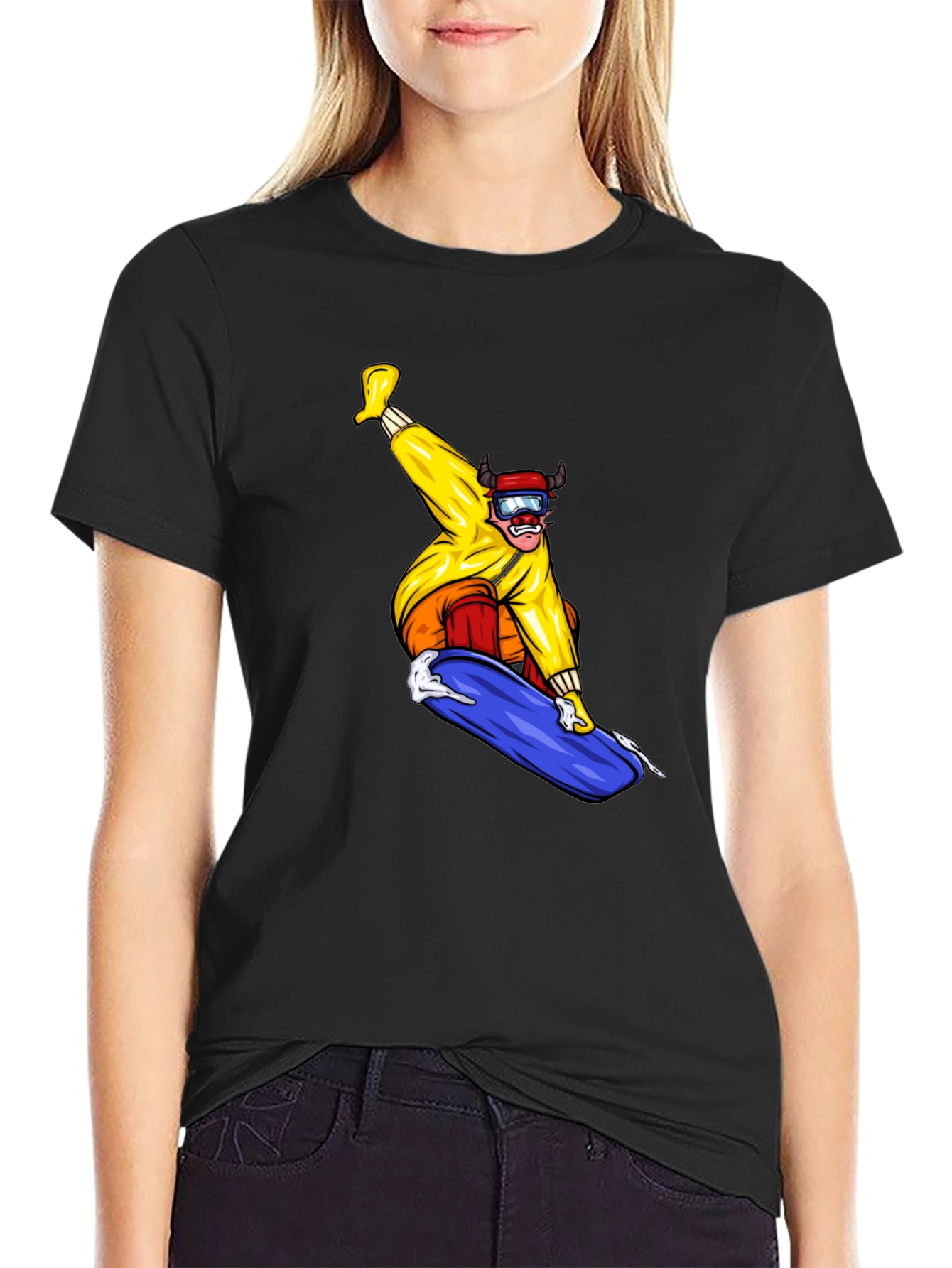 Snowboarder Graphic Tee - Black Casual T-Shirt
