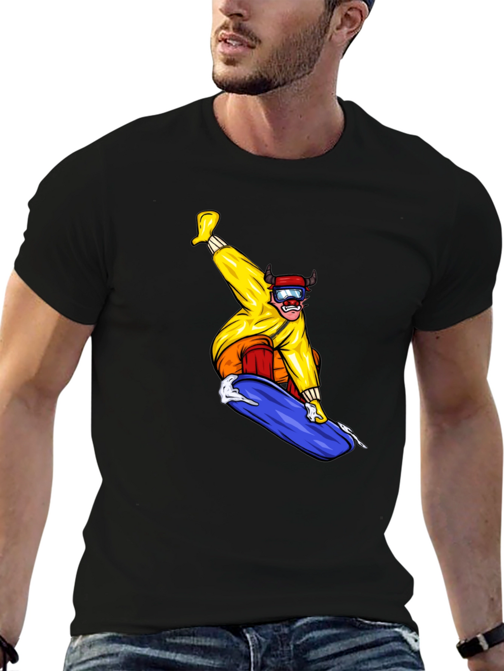 Snowboarder Graphic Tee - Black Casual T-Shirt