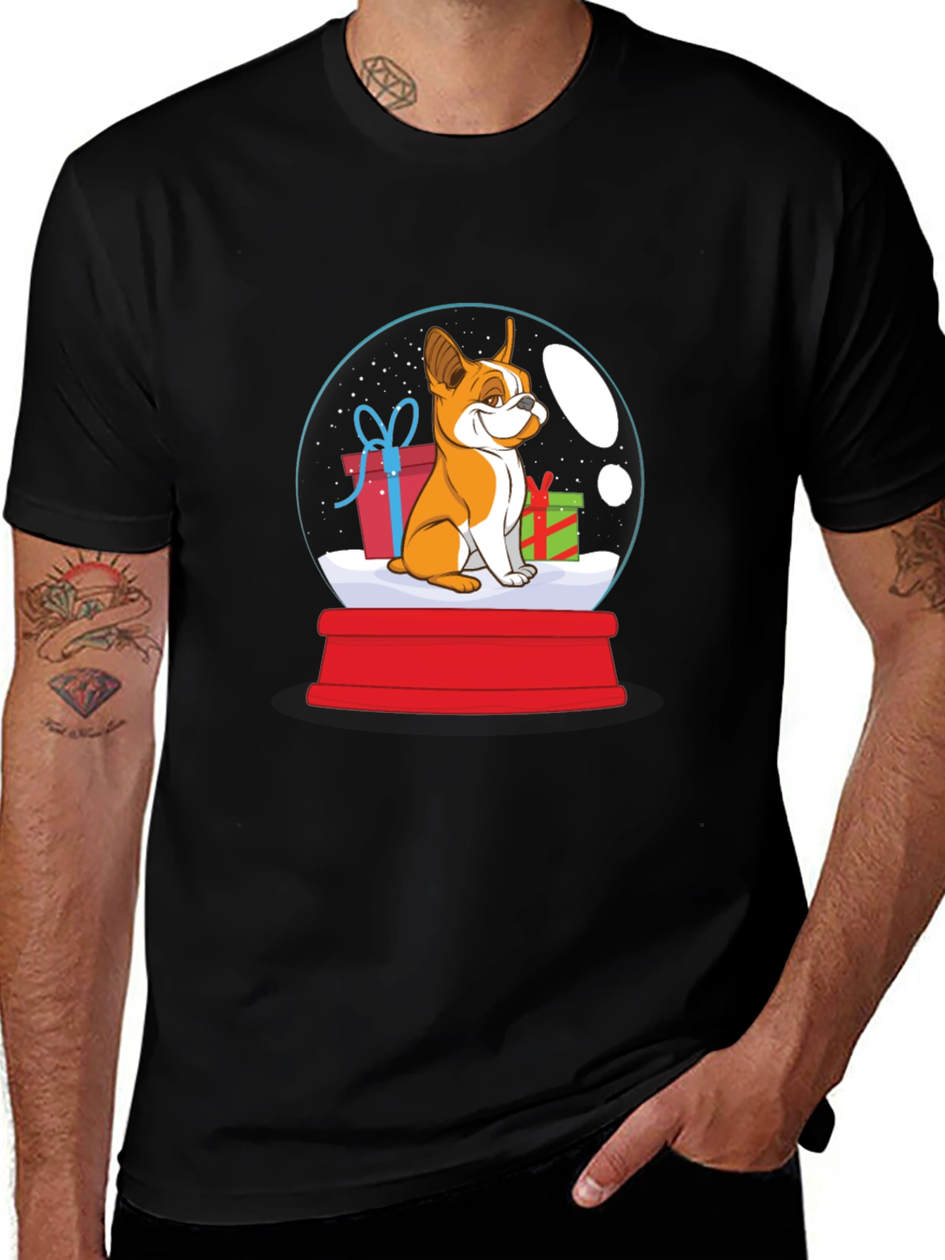 Dog Christmas Snow Globe Graphic T-Shirt