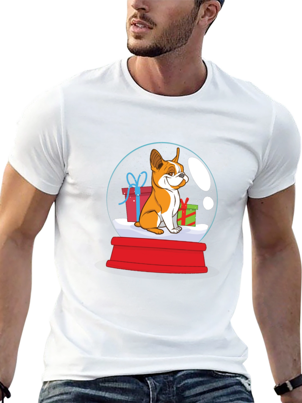 Dog Christmas Snow Globe Graphic T-Shirt